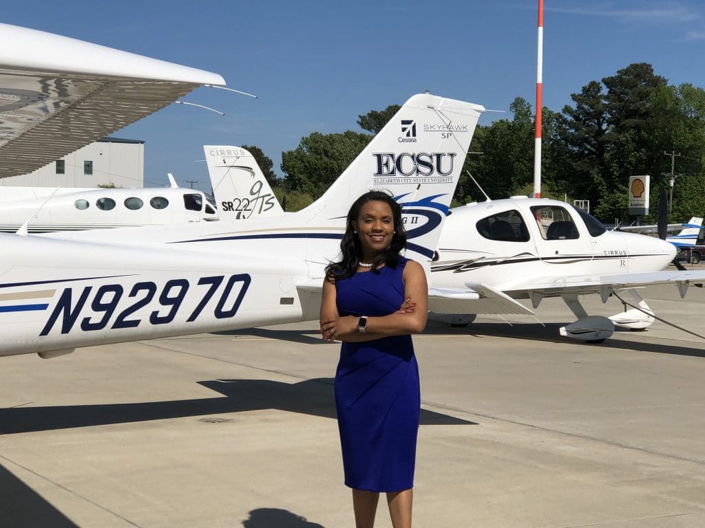 Chancellor Dixon with ECSU plane