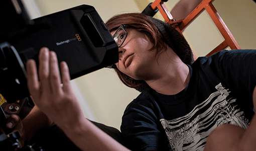 Student looking at screen