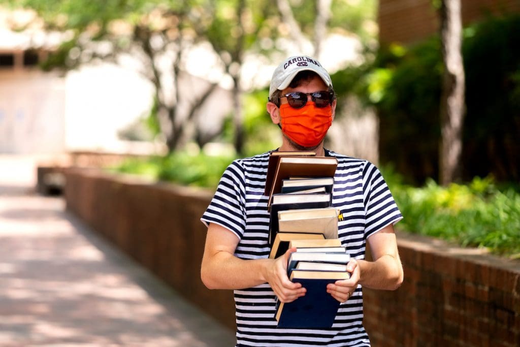 Face coverings worn in public places.